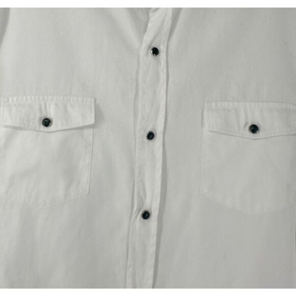 Giannetto Portofino Shirt Womens White Collared Snap Front Turquoise Detail L - Picture 7 of 8